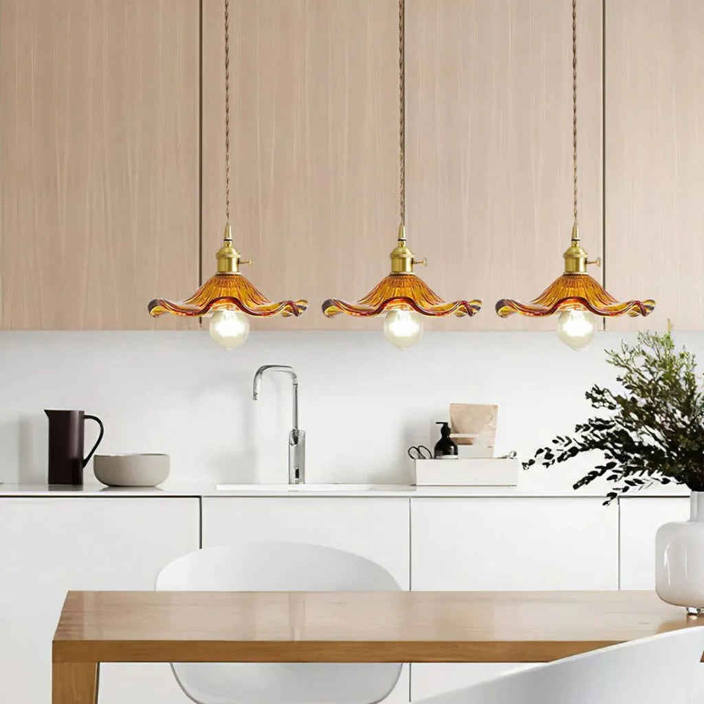 Vintage Floral Glass Pendant Light