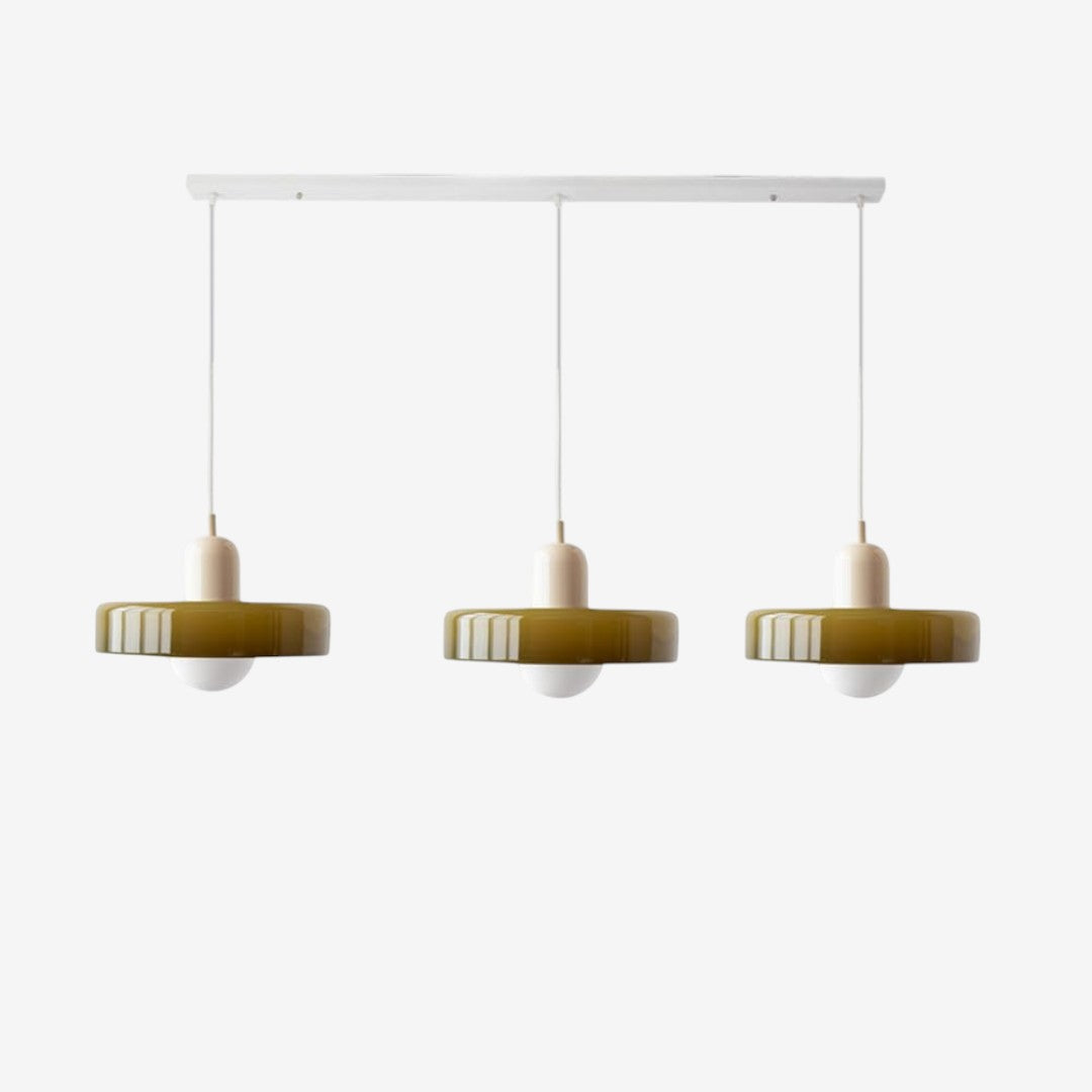 Triple Glass Pendant Lamp – Retro Inspired Colorful Dining Table Design