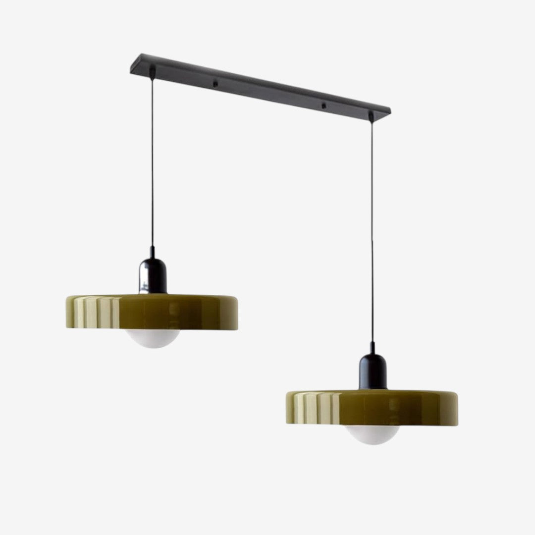 Double Glass Pendant Lamp – Retro Inspired Modern Dining Table Design