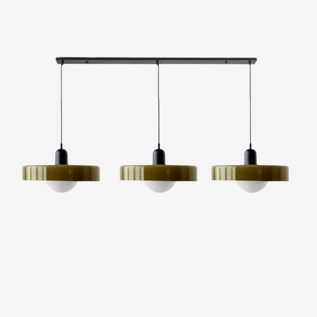 Triple Glass Pendant Lamp – Retro Inspired Colorful Dining Table Design
