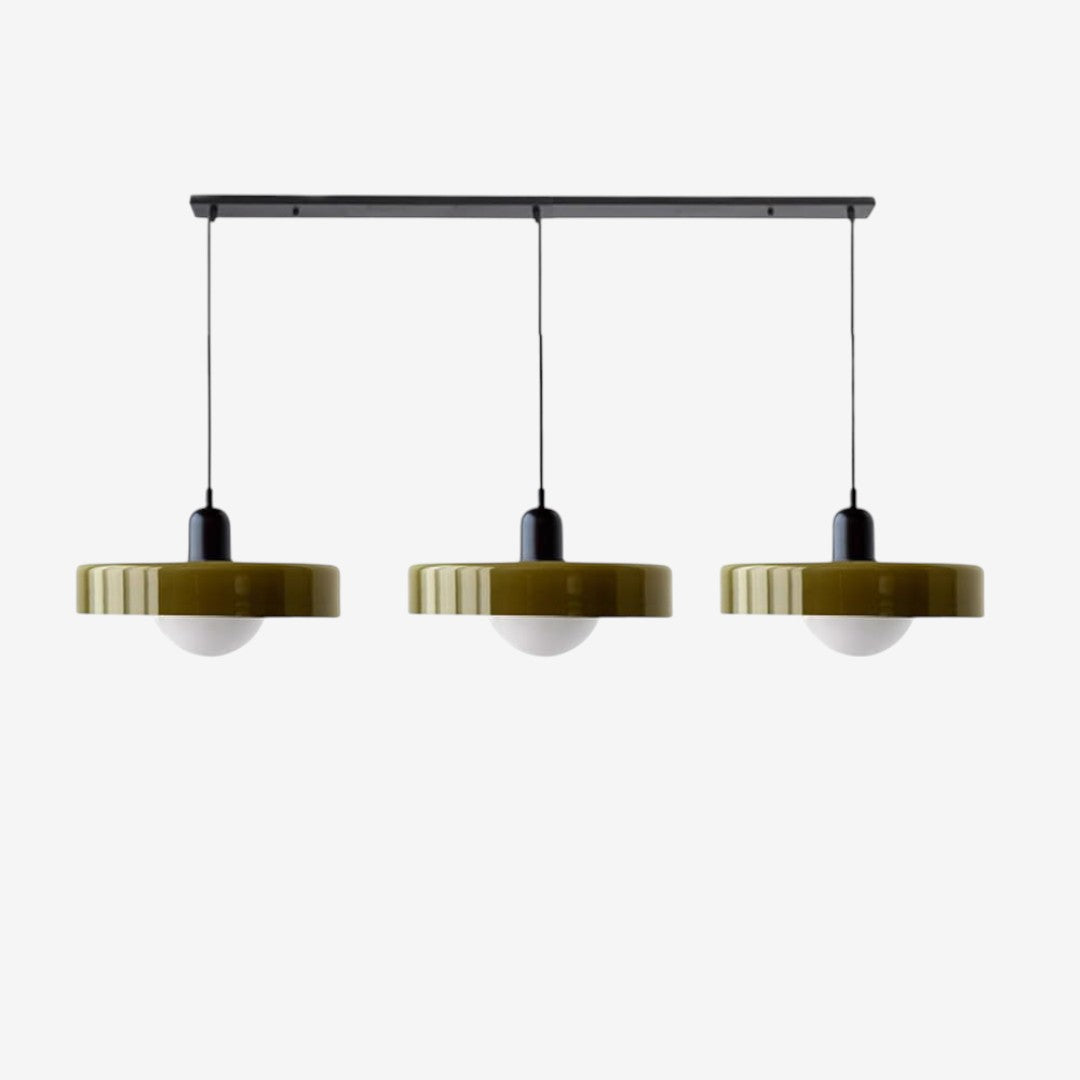 Triple Glass Pendant Lamp – Retro Inspired Colorful Dining Table Design
