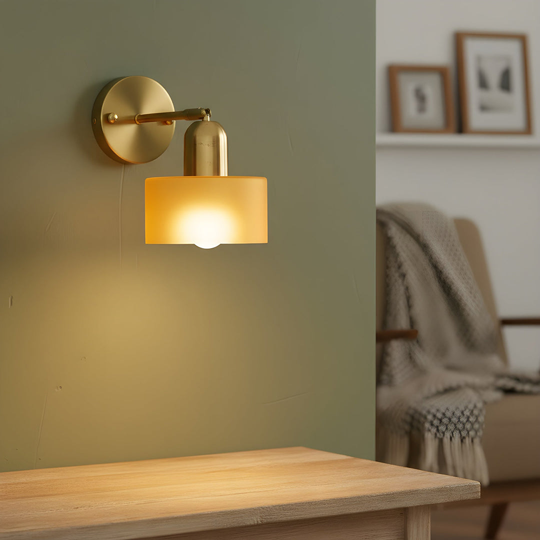 Brass Wall Lamp – Bauhaus Colored Glass Mid Century Design