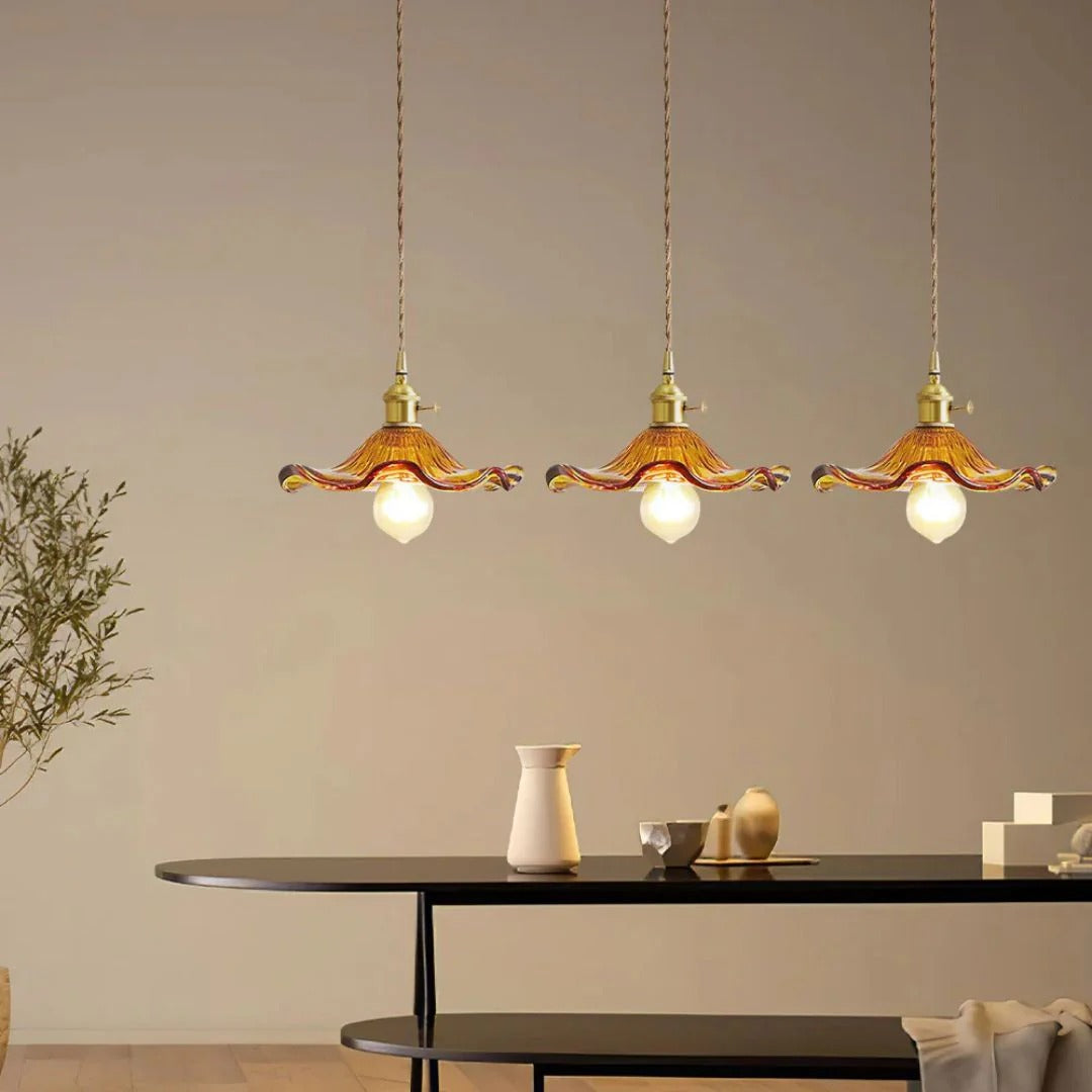 Vintage Floral Glass Pendant Light