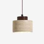 Travertine Stone Pendant Lamp – Cylindrical Natural Texture Minimalist Design