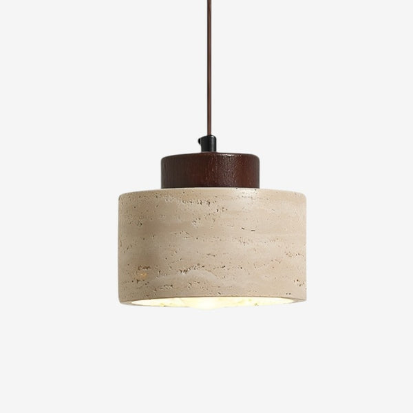 Travertine Stone Pendant Lamp – Cylindrical Natural Texture Minimalist Design