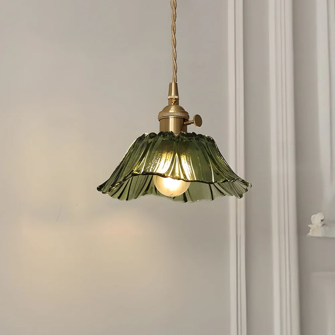Flower Shaped Glass Pendant Lamp – Sculptural Romantic Warm Glow Design