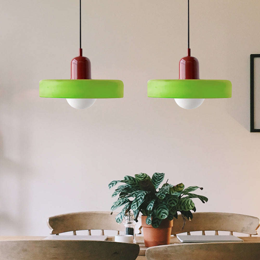 Double Glass Pendant Lamp – Retro Inspired Modern Dining Table Design