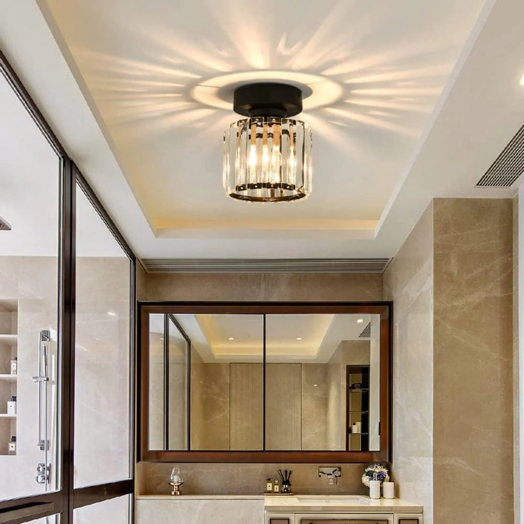 Crystal Metal Cube Ceiling Light