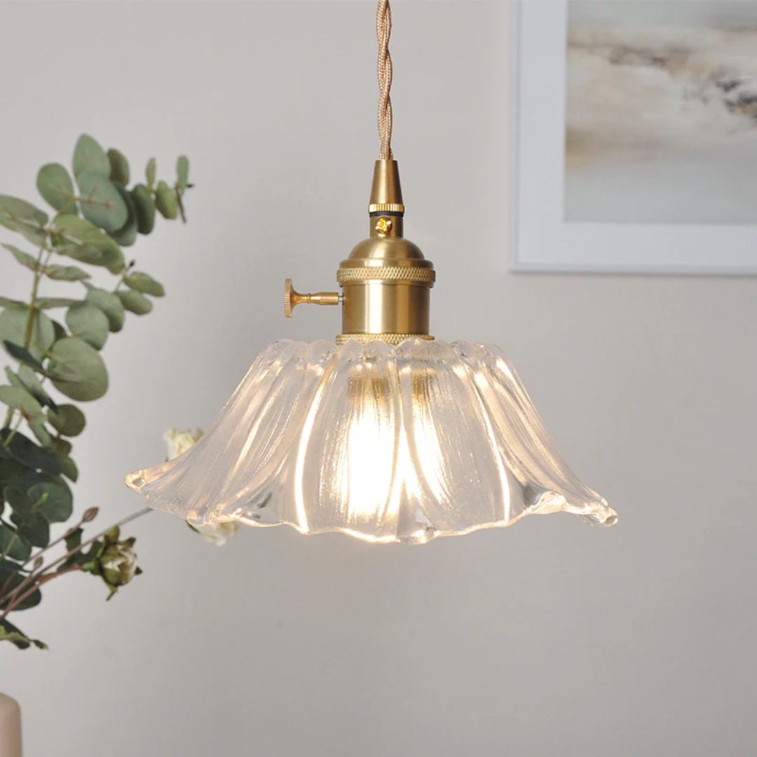 Flower Shaped Glass Pendant Lamp – Sculptural Romantic Warm Glow Design