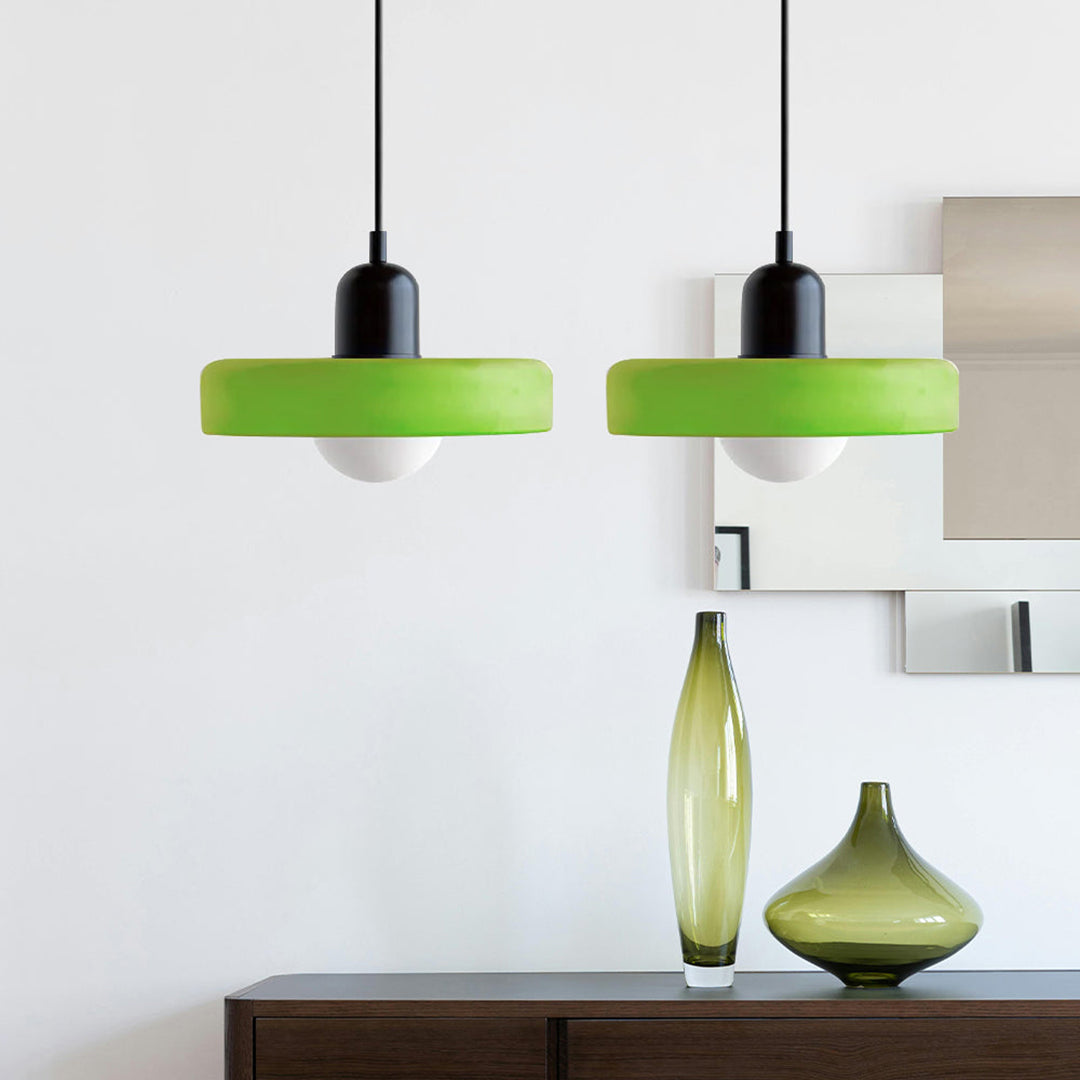 Double Glass Pendant Lamp – Retro Inspired Modern Dining Table Design