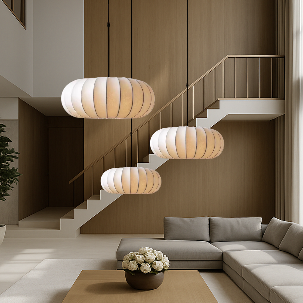 Layered Silk Pendant Lamp – Organic Sculptural Design For High Ceilings