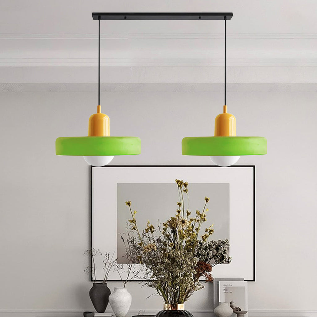 Double Glass Pendant Lamp – Retro Inspired Modern Dining Table Design