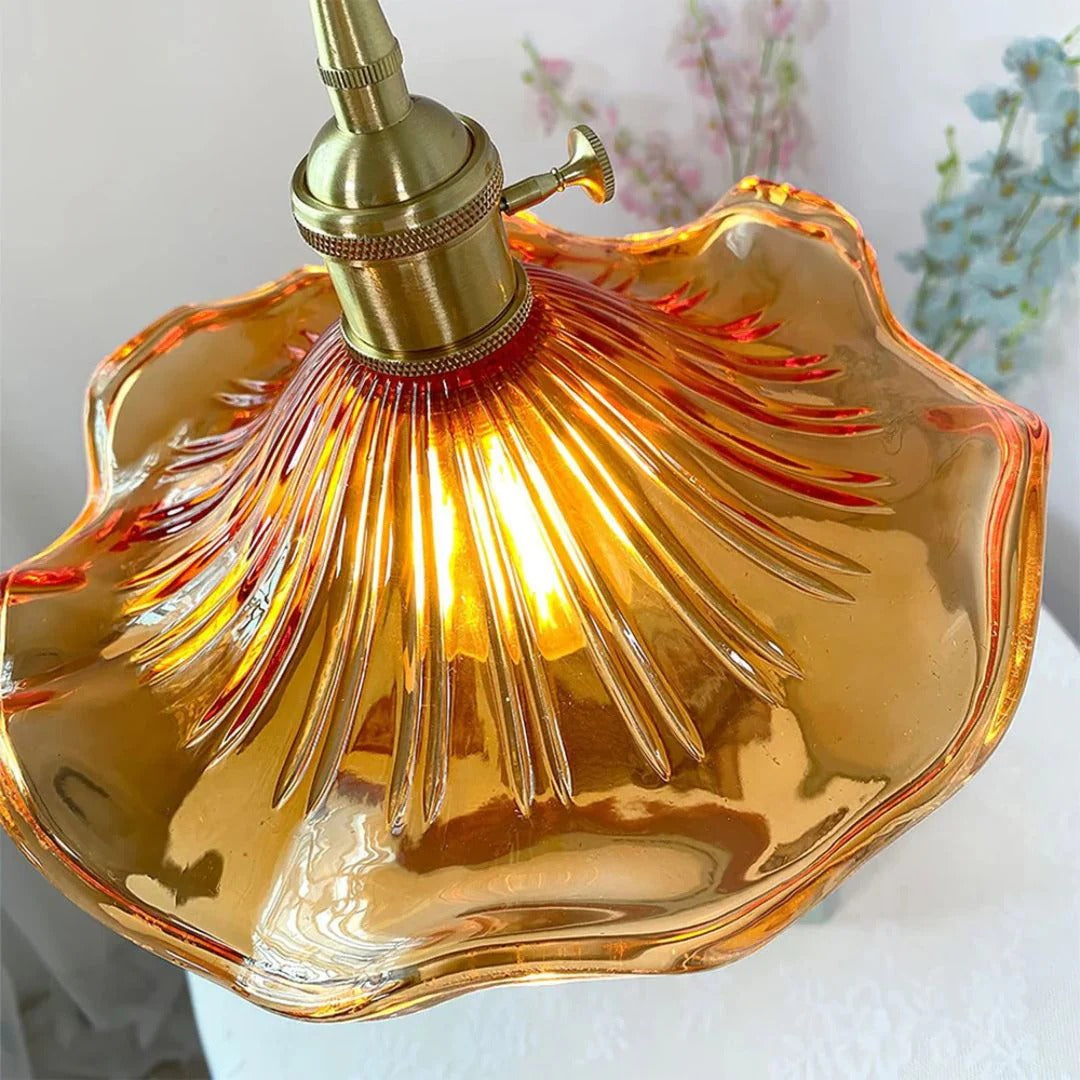 Vintage Floral Glass Pendant Light
