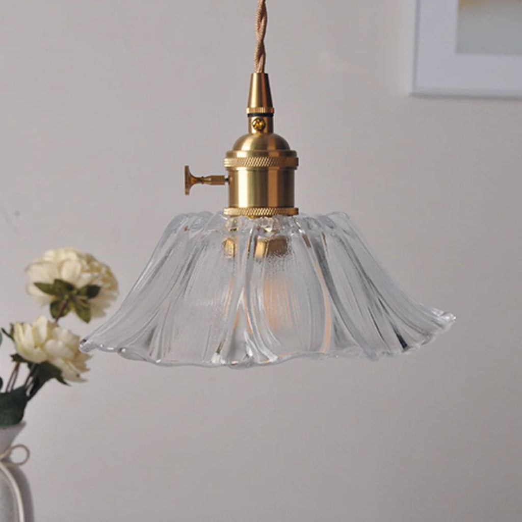 Flower Shaped Glass Pendant Lamp – Sculptural Romantic Warm Glow Design