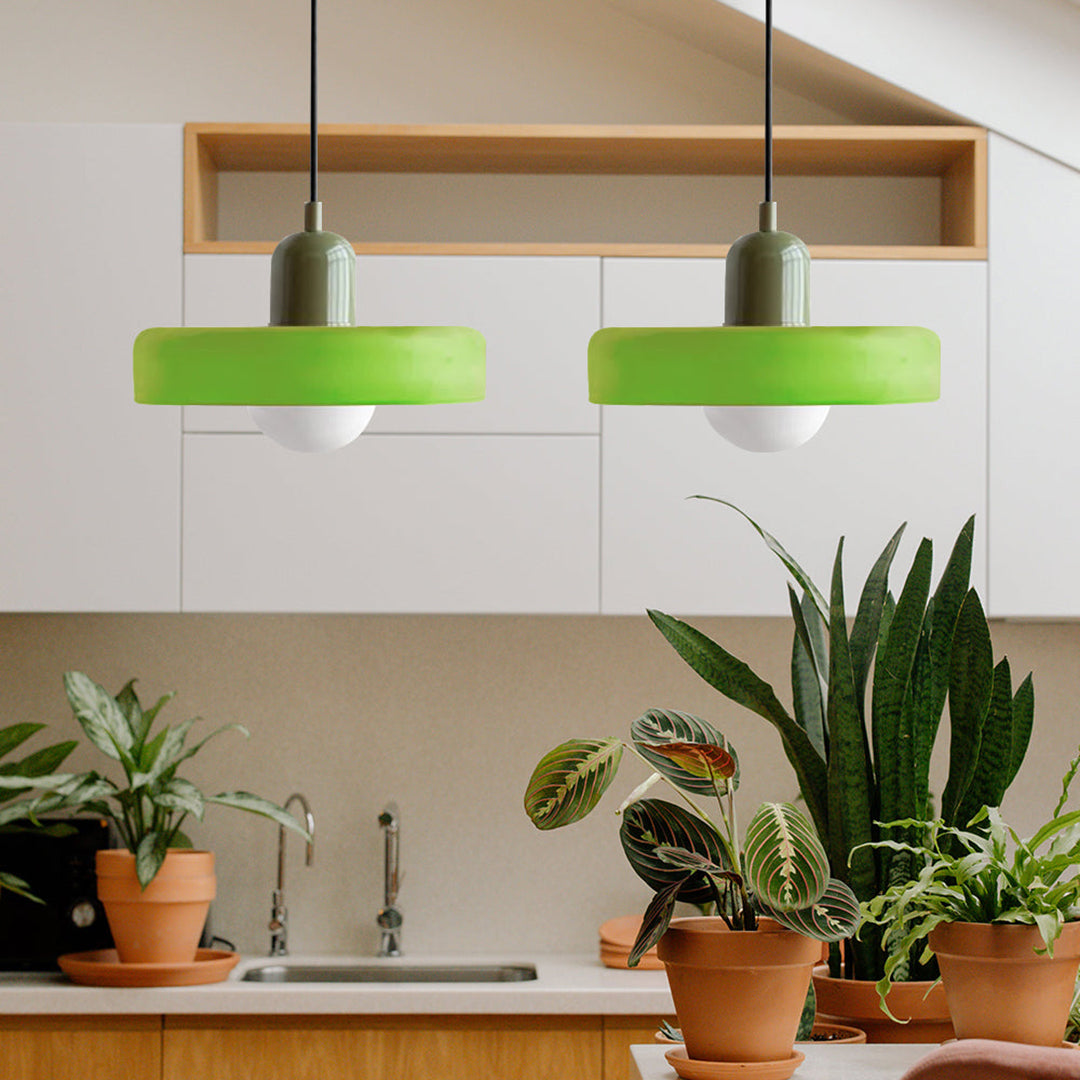 Double Glass Pendant Lamp – Retro Inspired Modern Dining Table Design