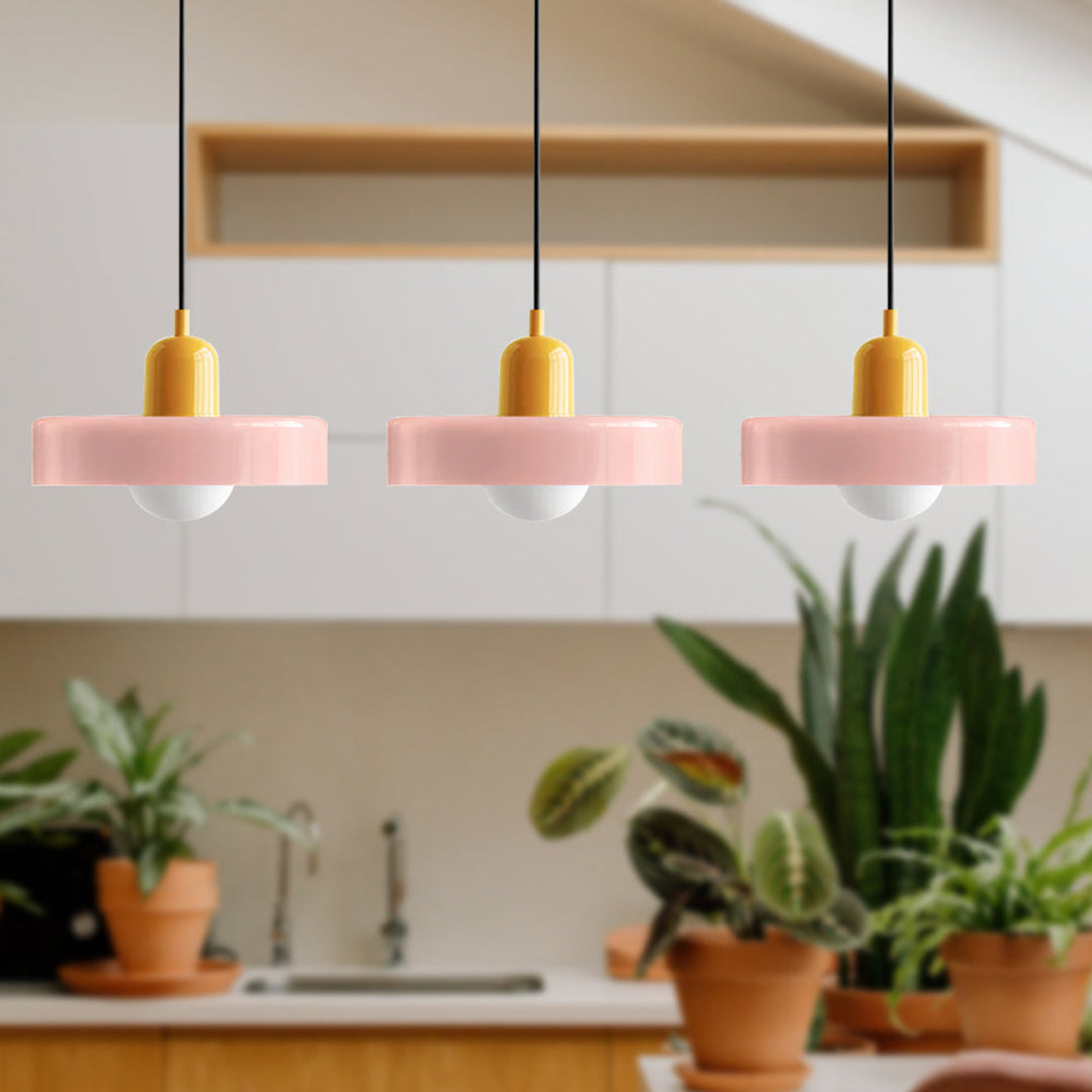 Triple Glass Pendant Lamp – Retro Inspired Colorful Dining Table Design