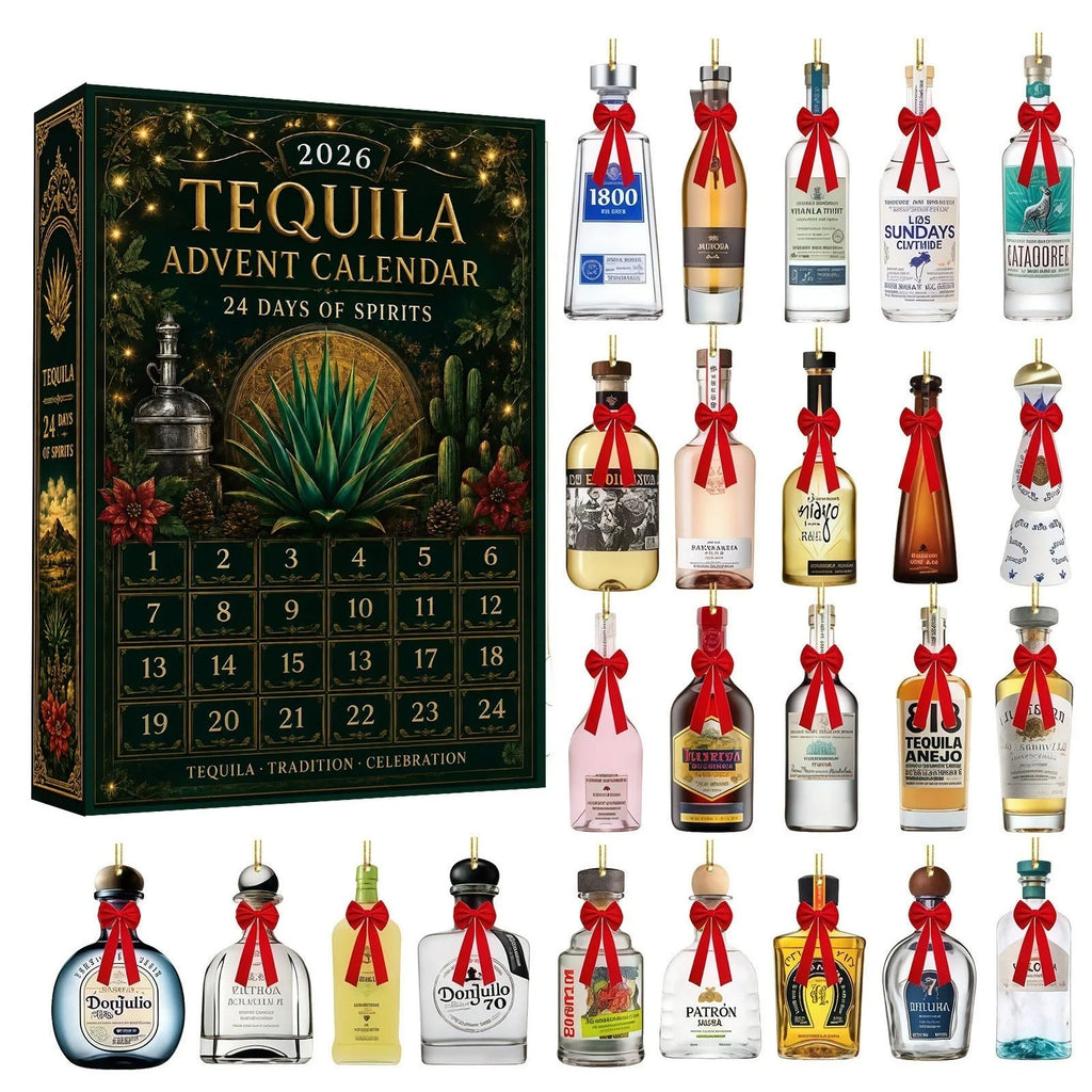 2026 Tequila Advent Calendar – 24 Hanging Mini Bottle Christmas Decorations