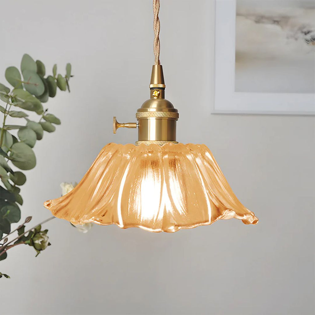 Flower Shaped Glass Pendant Lamp – Sculptural Romantic Warm Glow Design
