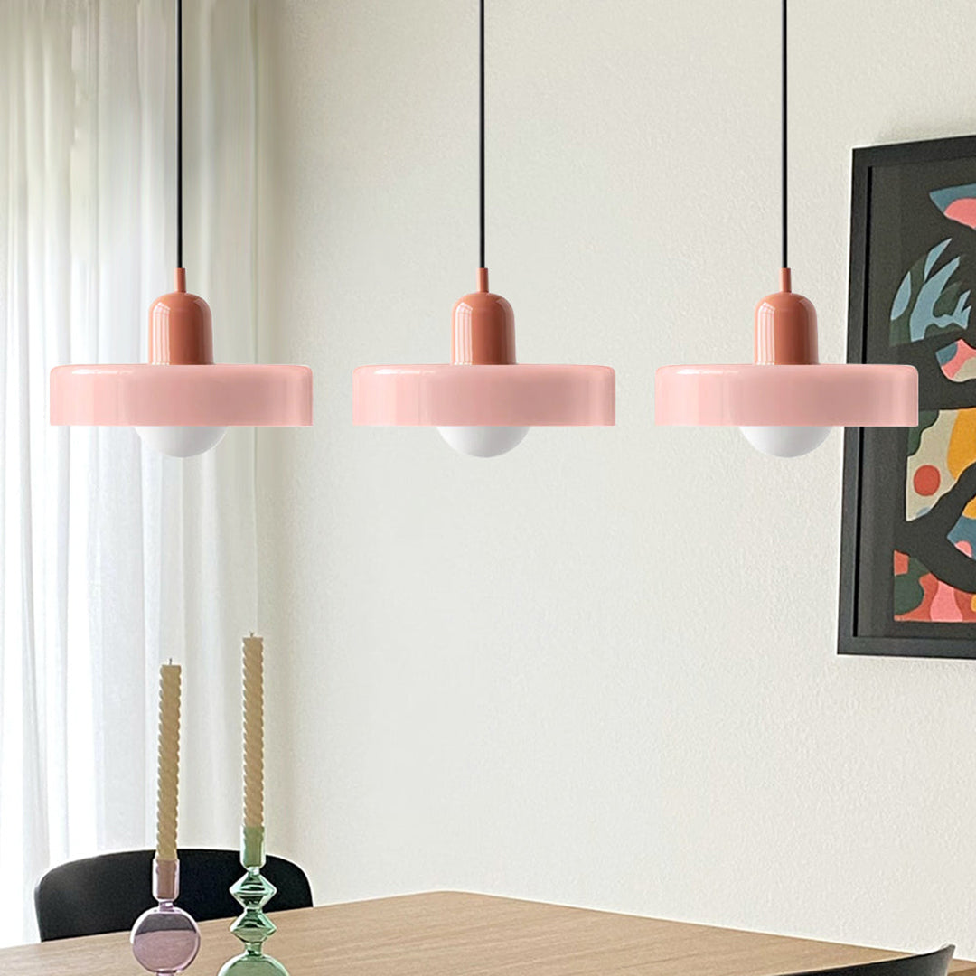 Triple Glass Pendant Lamp – Retro Inspired Colorful Dining Table Design