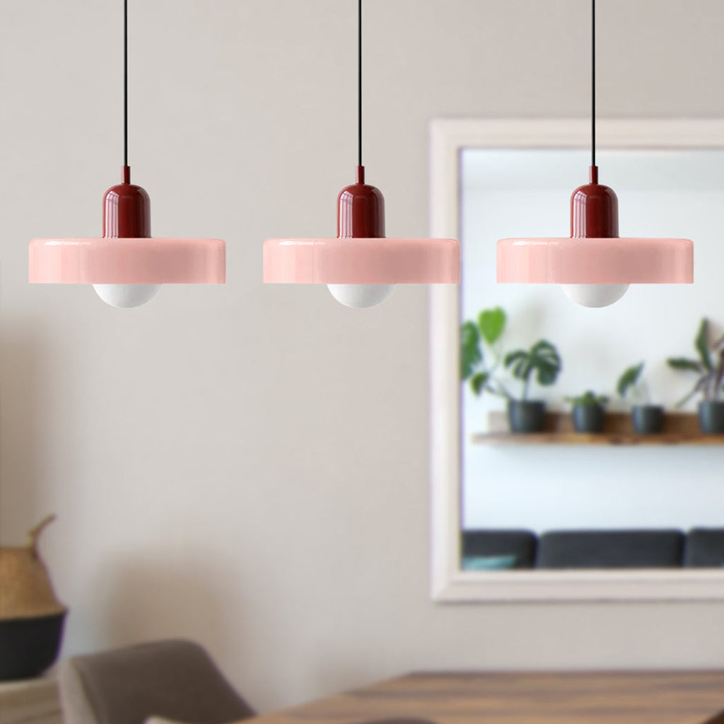 Triple Glass Pendant Lamp – Retro Inspired Colorful Dining Table Design