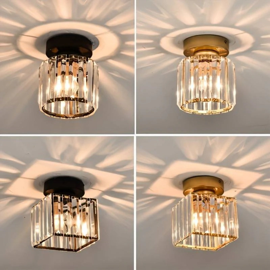 Crystal Metal Cube Ceiling Light