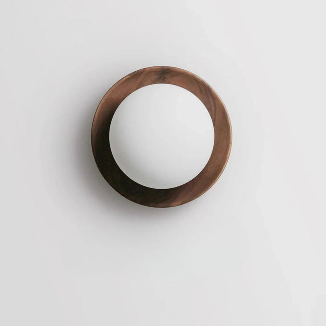 Wooden Round Wall Light