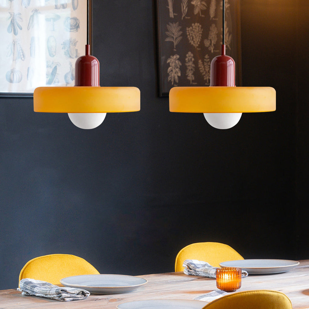 Double Glass Pendant Lamp – Retro Inspired Modern Dining Table Design