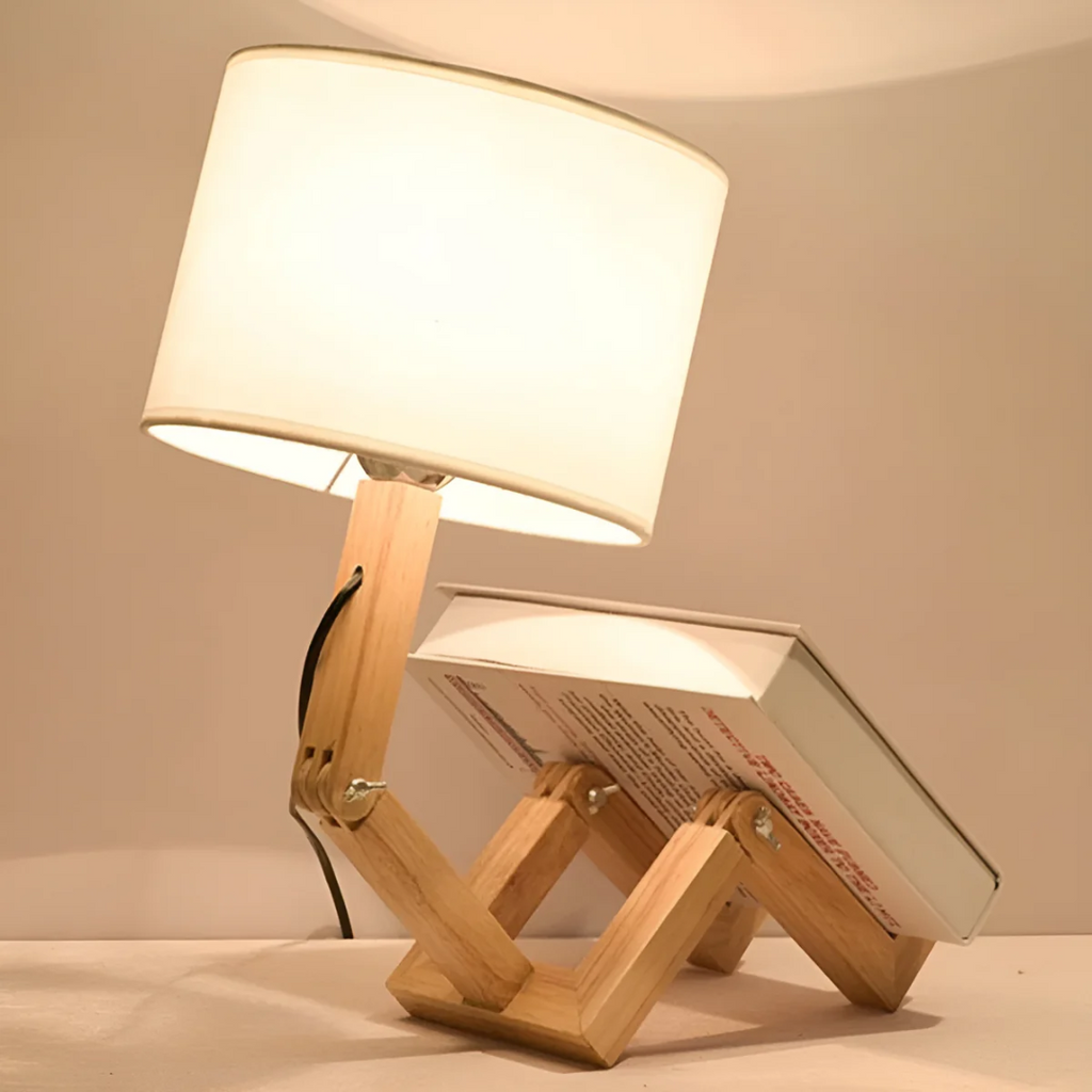 Adjustable Wooden Table Lamp Articulated Desk Light Modern Bedside Reading Lamp