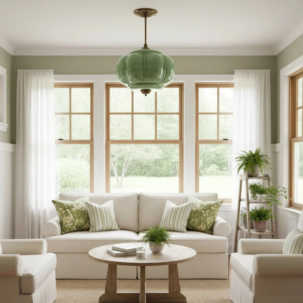 Vintage Ribbed Glass Ceiling Light