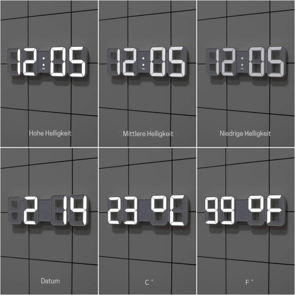 3D LED Digital Wall Clock Plastic | USB Powered 5V 1A | Wall Mounted Illuminated Display for Clear Visibility from Distance