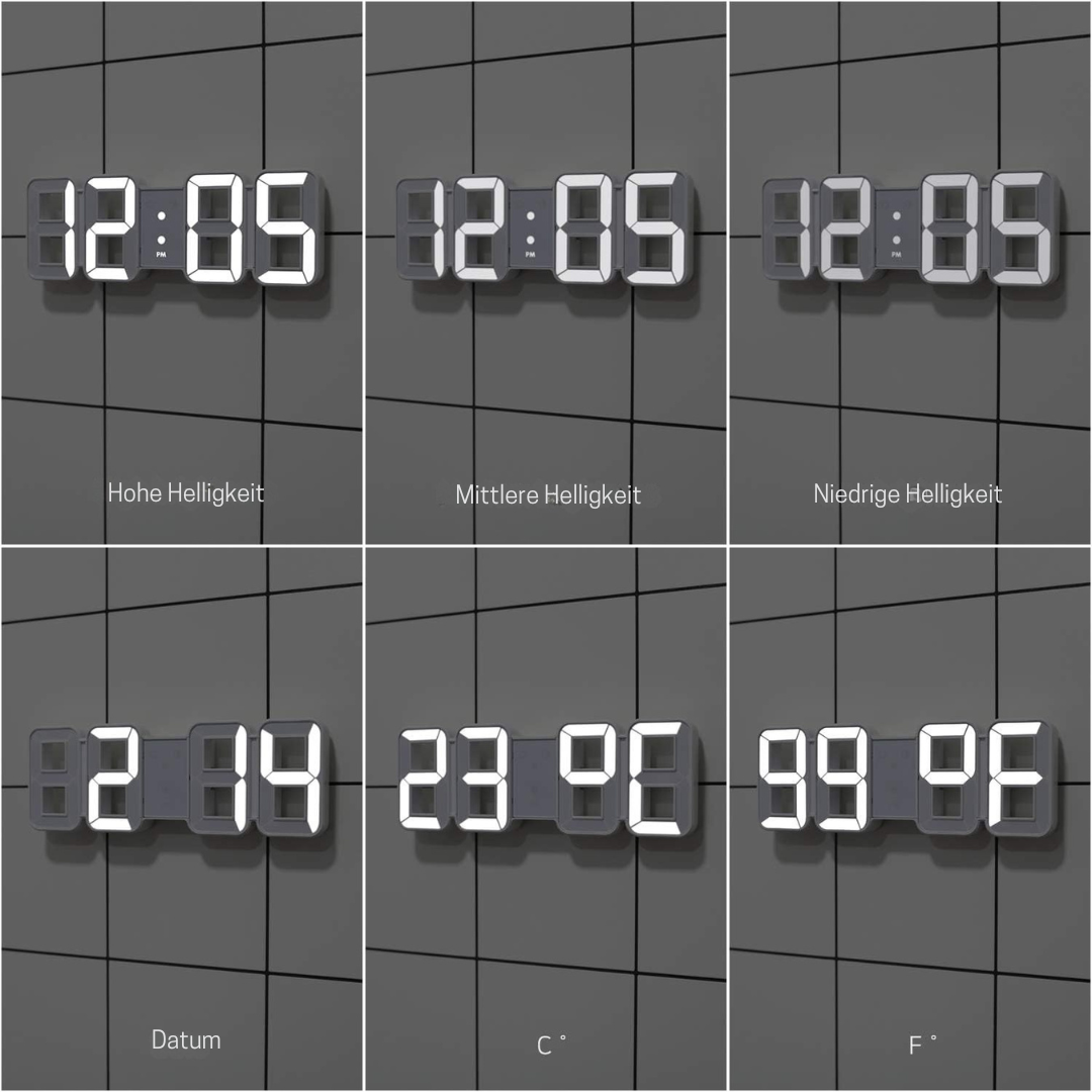 3D LED Digital Wall Clock Plastic | USB Powered 5V 1A | Wall Mounted Illuminated Display for Clear Visibility from Distance