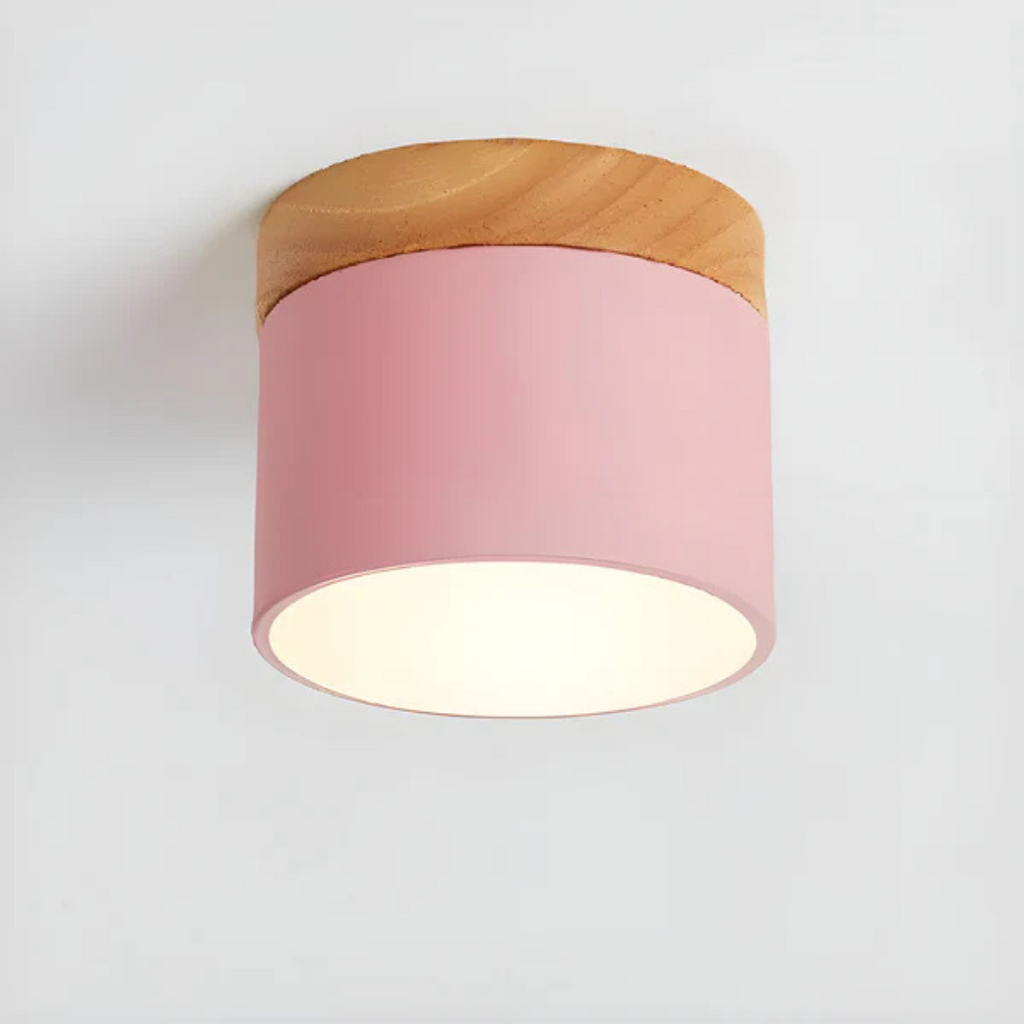 Nordic Wood Accent Ceiling Light Minimalist LED Flush Mount Lamp