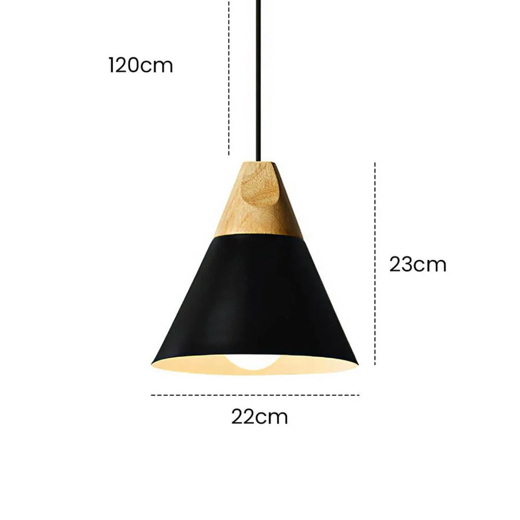 Scandinavian Wood Metal Pendant Light