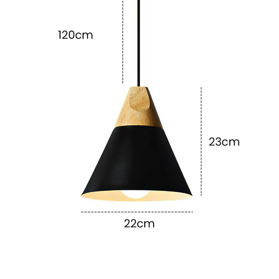 Scandinavian Wood Metal Pendant Light