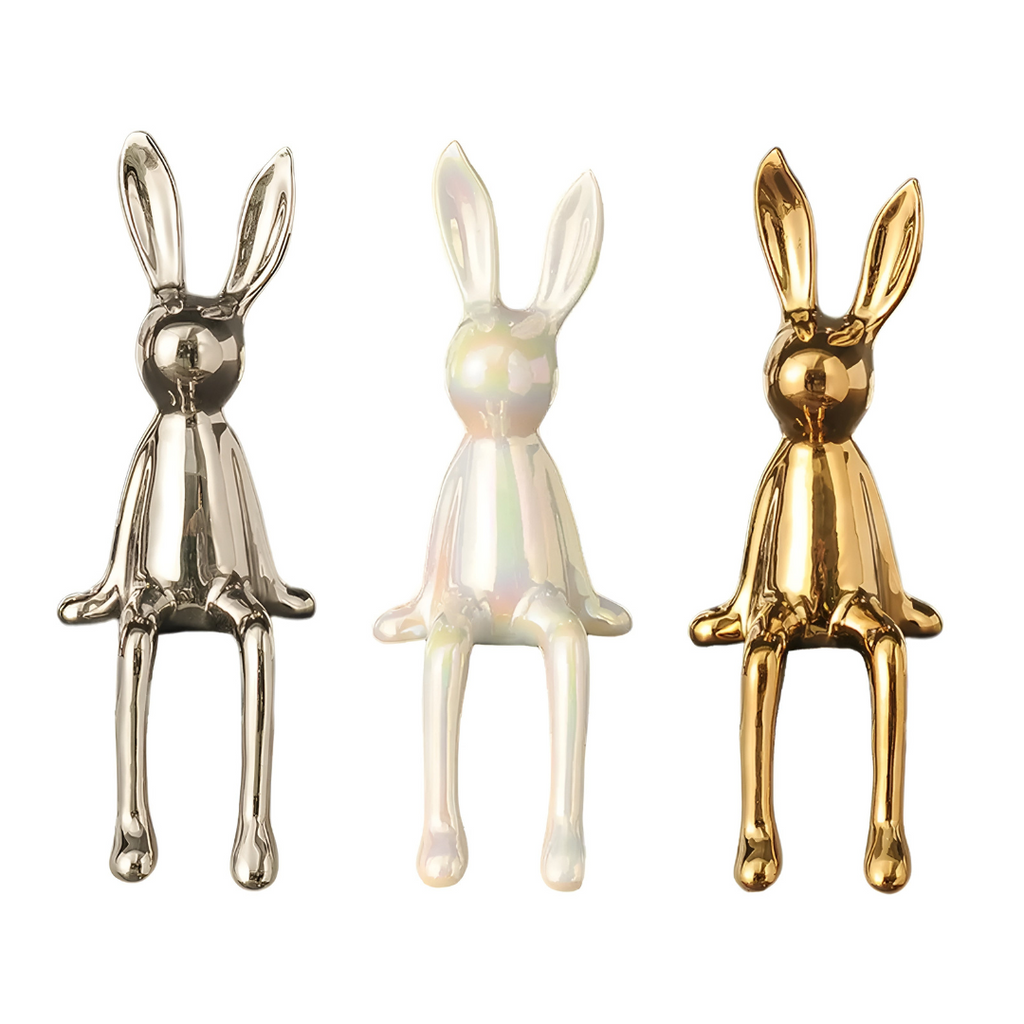 Ceramic Rabbit Figurine Modern Decorative Bunny Sculpture