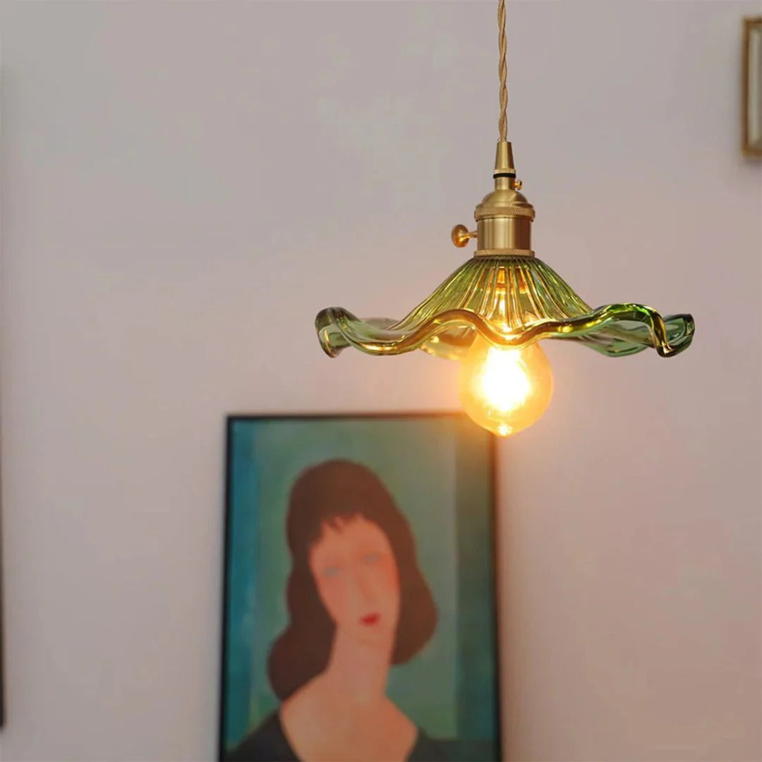 Vintage Floral Glass Pendant Light