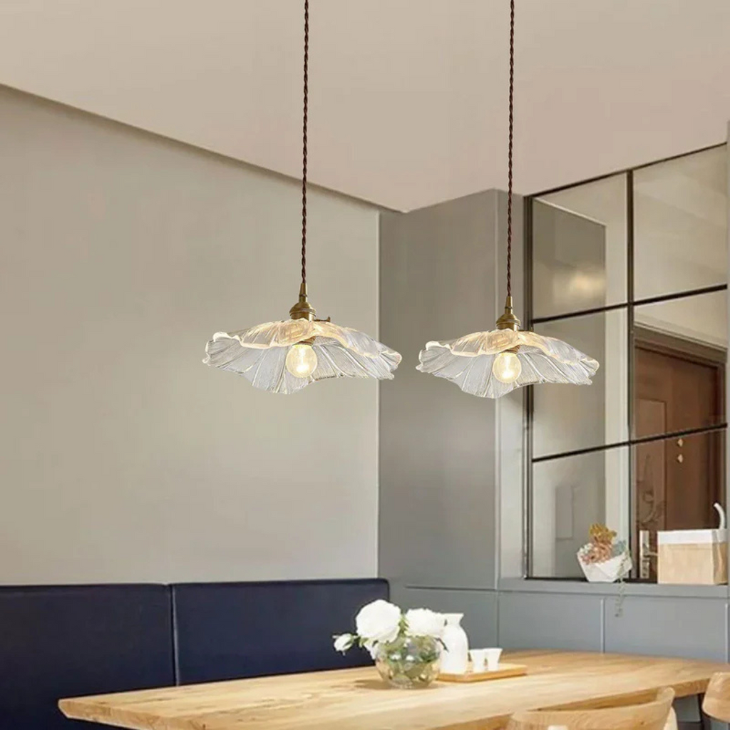 Retro Lotus Glass Pendant Lamp