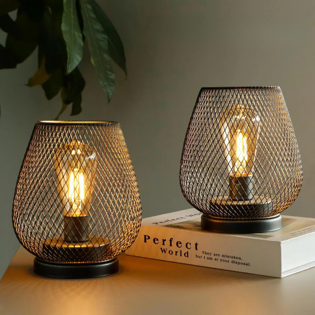 Portable LED Table Lamp Metal | Wireless Battery Operated 3W 300 Lumens | Cordless Warm Light for Indoor and Outdoor Use