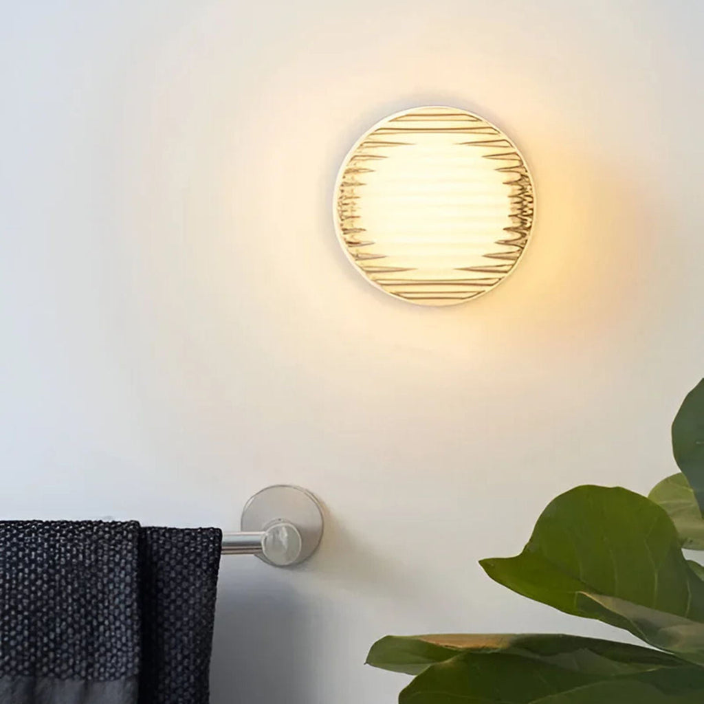 Round Wall Lamp – Amber Glass Minimalist Modern Accent Lighting