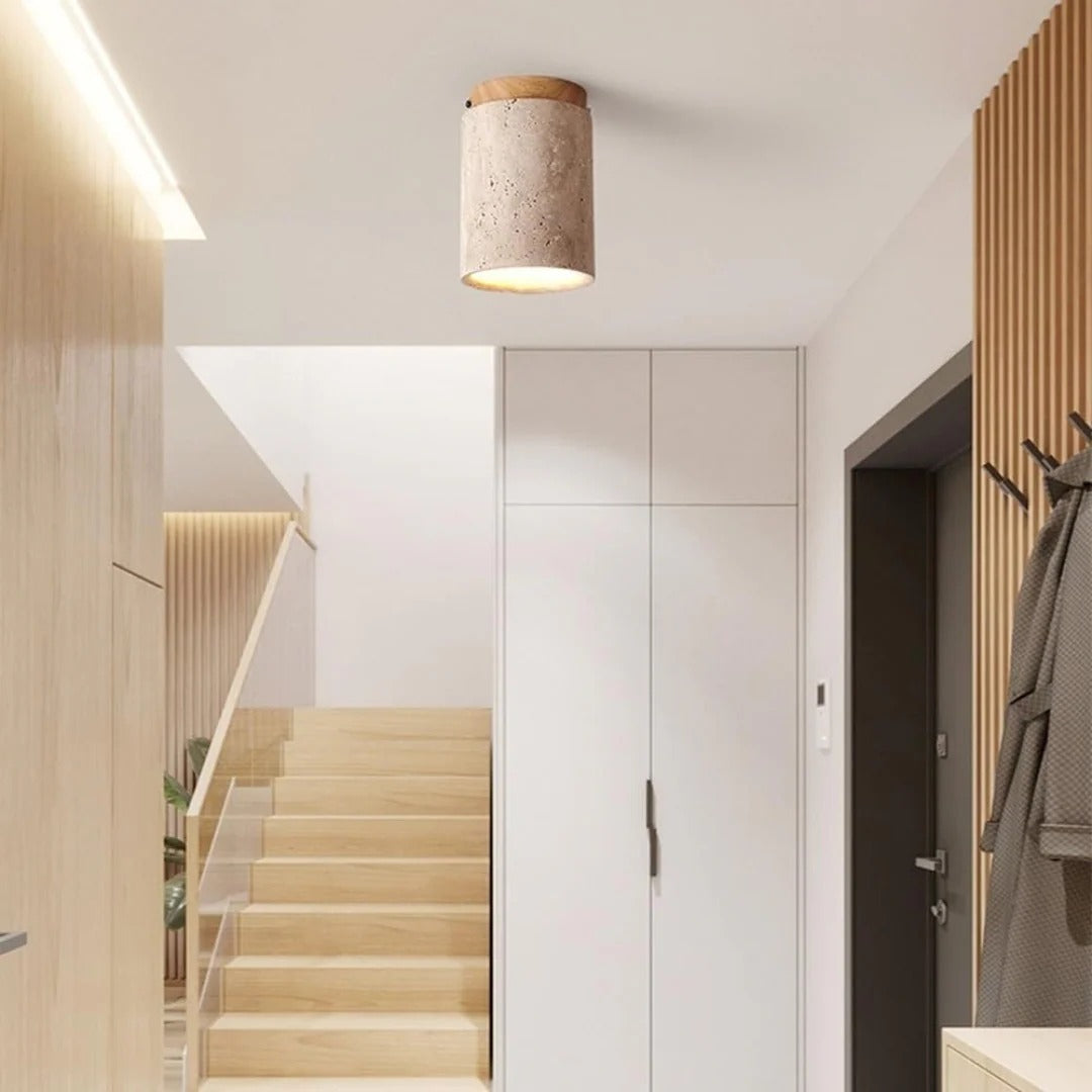 Travertine Wood Ceiling Light