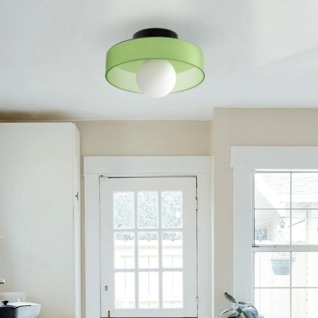 Round Metal Glass Light Fixture