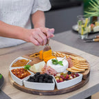 Acacia Cheese Board Set Ceramic Serving Tray Charcuterie Platter