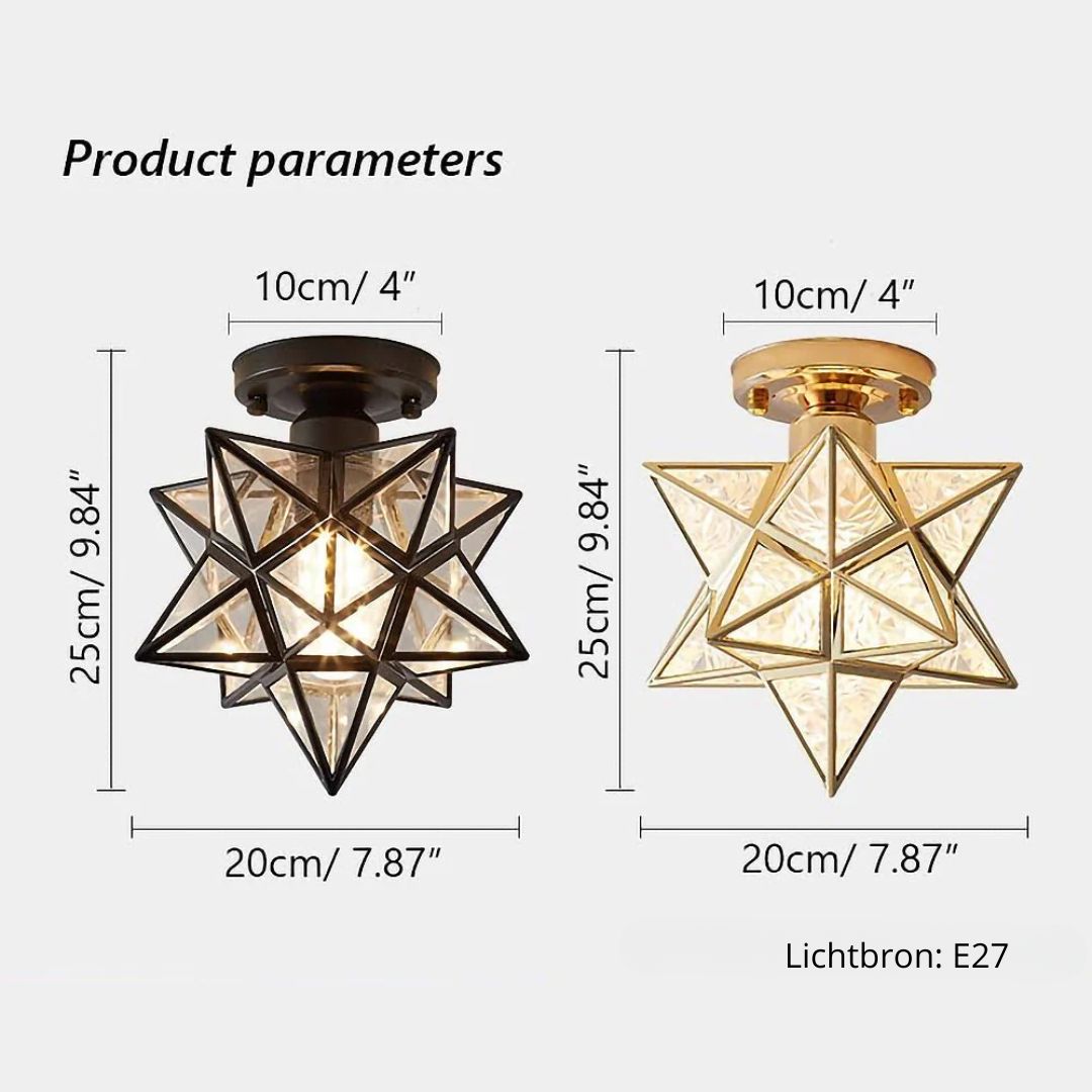 Star Shaped Ceiling Lamp – Geometric Sculptural Design With Gold Accents