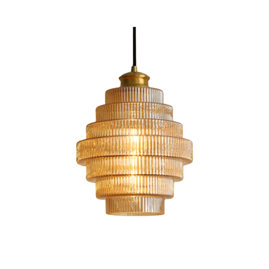 Art Deco Ribbed Glass Pendant Light