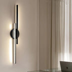 LED Wall Light Metal Twin Linear Design | Modern Minimalist Indoor Lighting | Energy-Efficient Hardwired Sconce for Living Room