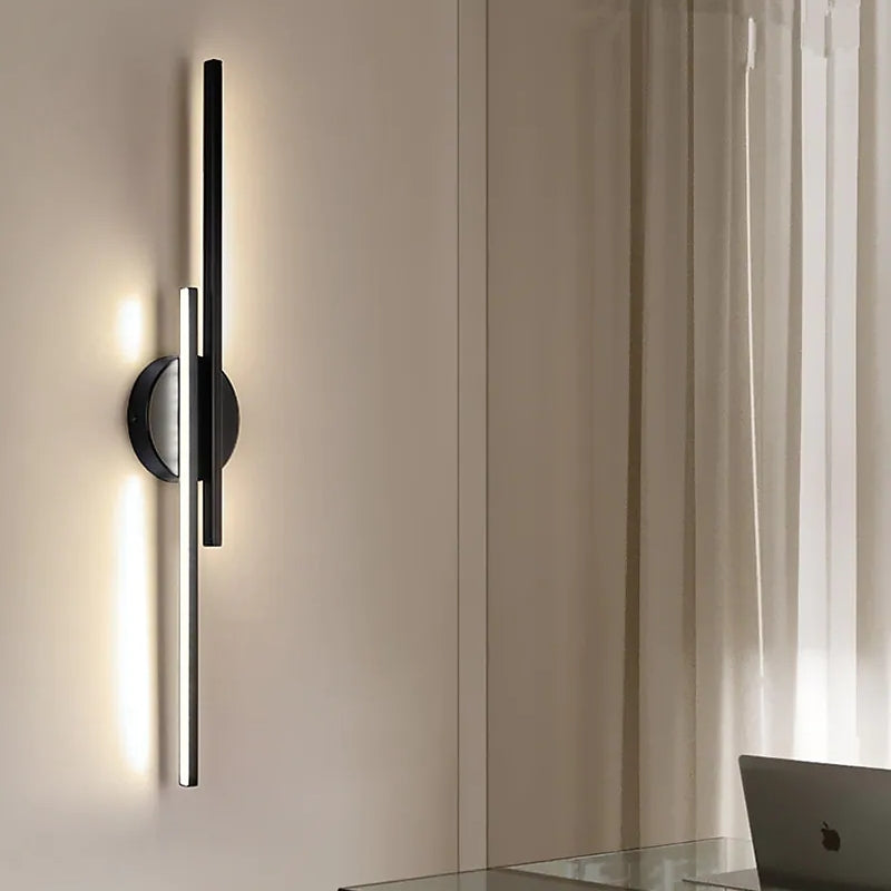 LED Wall Light Metal Twin Linear Design | Modern Minimalist Indoor Lighting | Energy-Efficient Hardwired Sconce for Living Room