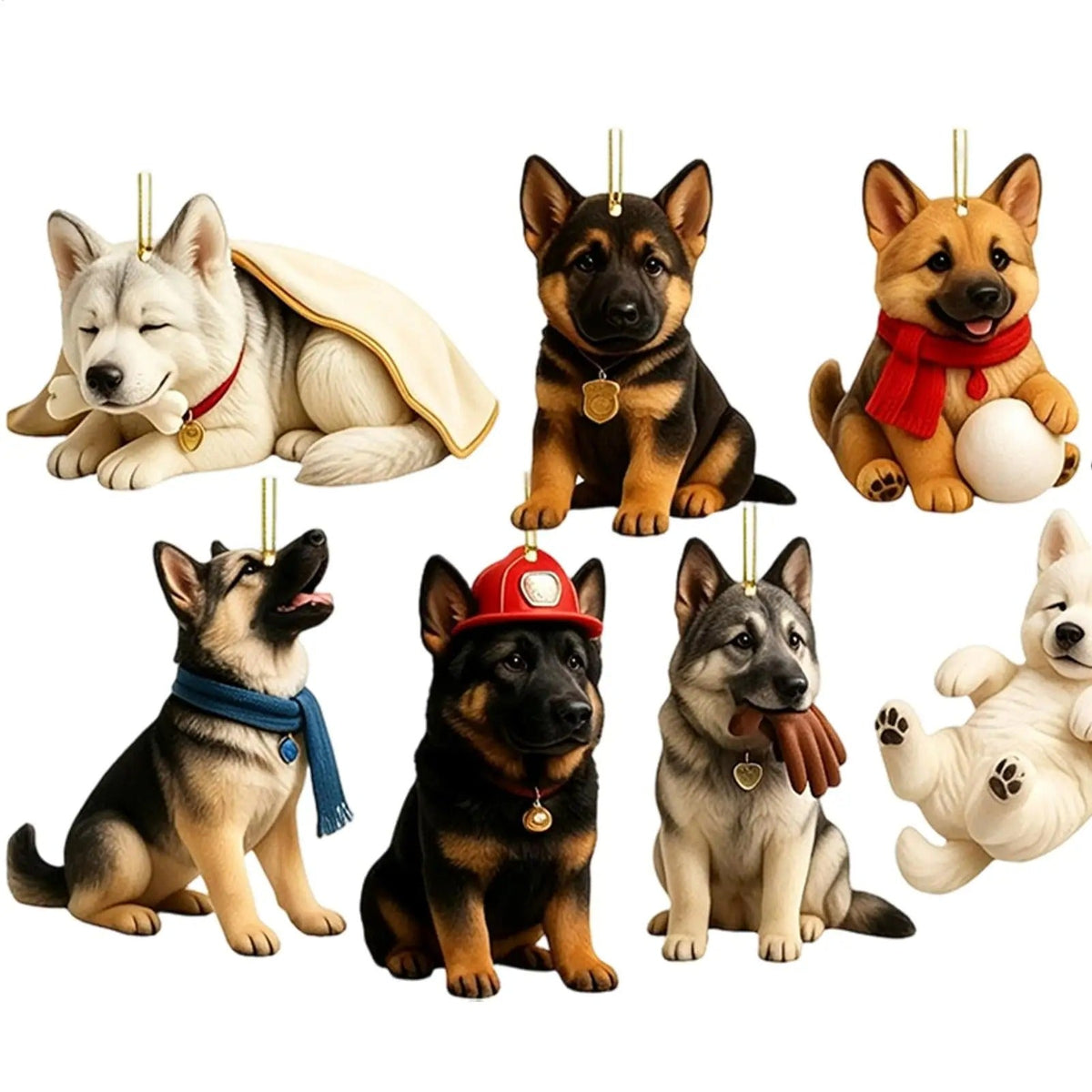 2026 Christmas German Shepherd Advent Calendar 24 pieces 2D flat German Shepherd dog decorations Christmas Countdown surprise gift
