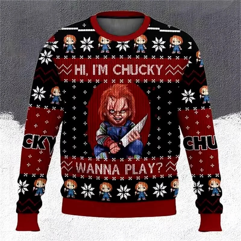 Good Guys Graphic Christmas Sweatshirt – Colorful Striped Long Sleeve Pullover
