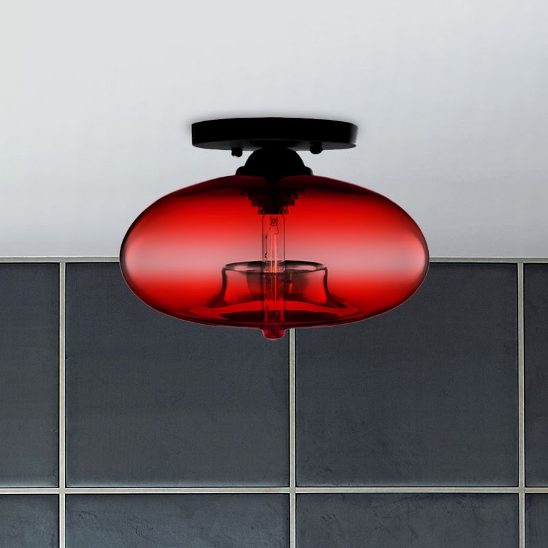 Globe Ceiling Light Flush Mount Glass and Metal Fixture | Art Deco Inspired Style | Warm Ambient Lighting for Living Rooms