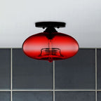 Globe Ceiling Light Flush Mount Glass and Metal Fixture | Art Deco Inspired Style | Warm Ambient Lighting for Living Rooms